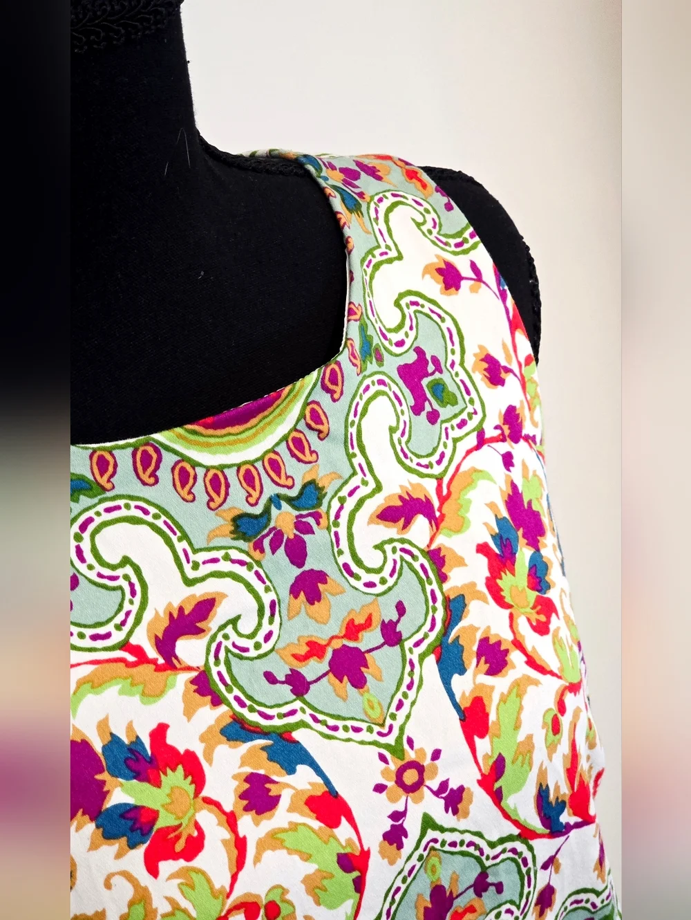 London Times Floral Shift Dress Boho Medallion Print Sleeveless Size 10 - Picture 3 of 10